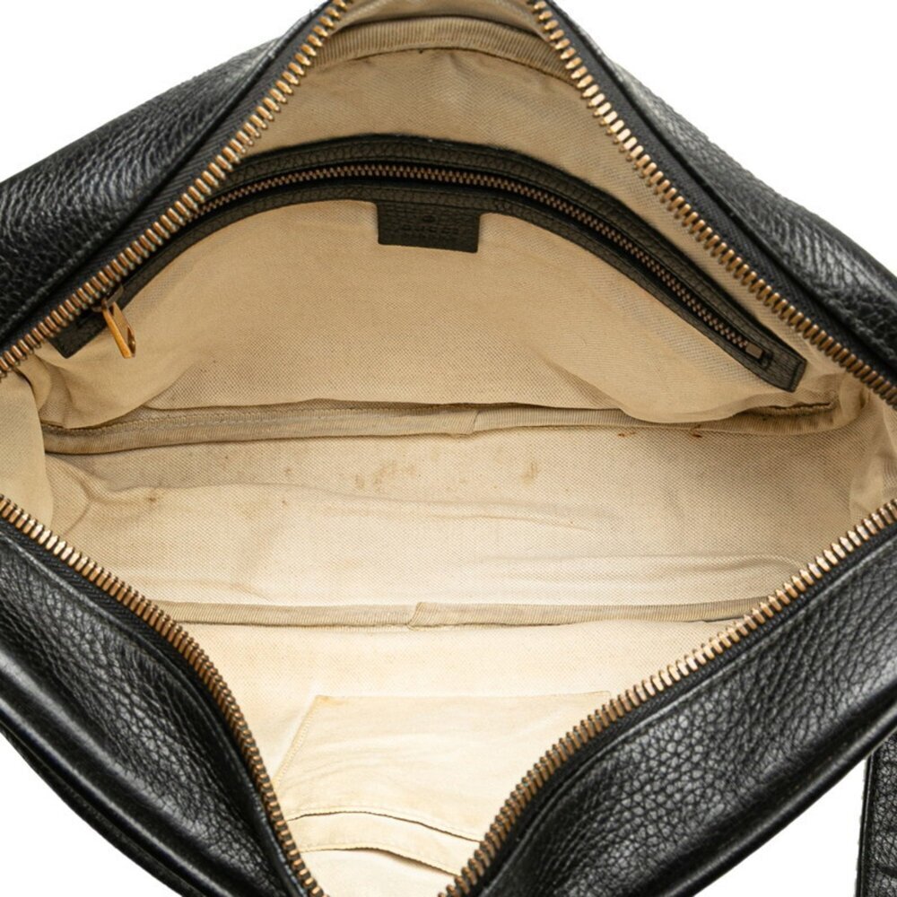 GUCCI Authentic Black Leather Shoulder Bag - Picture 6 of 9